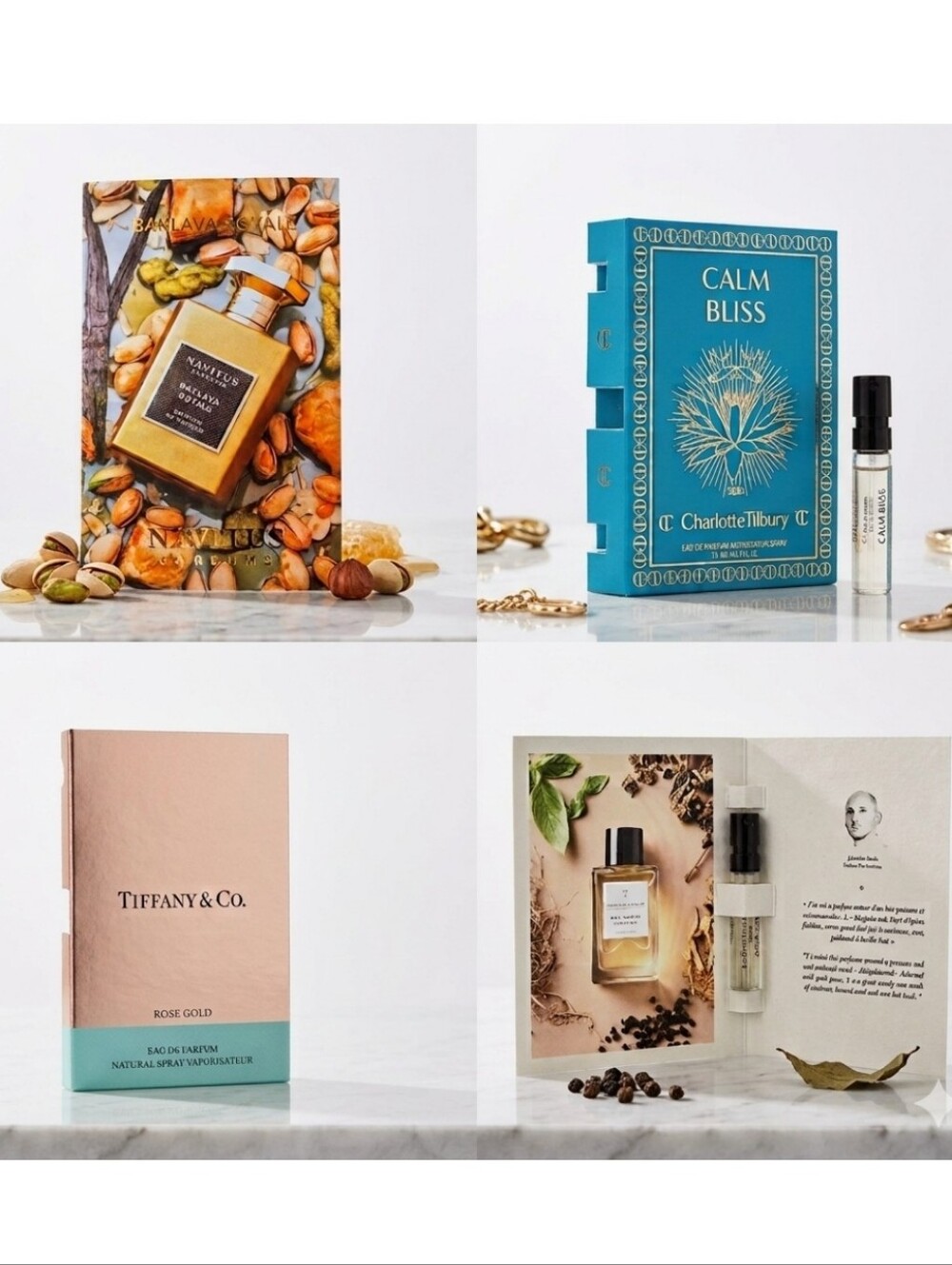 Essential Parfums, Navitus, Tiffany, Charlotte Tilbury Lot Samples